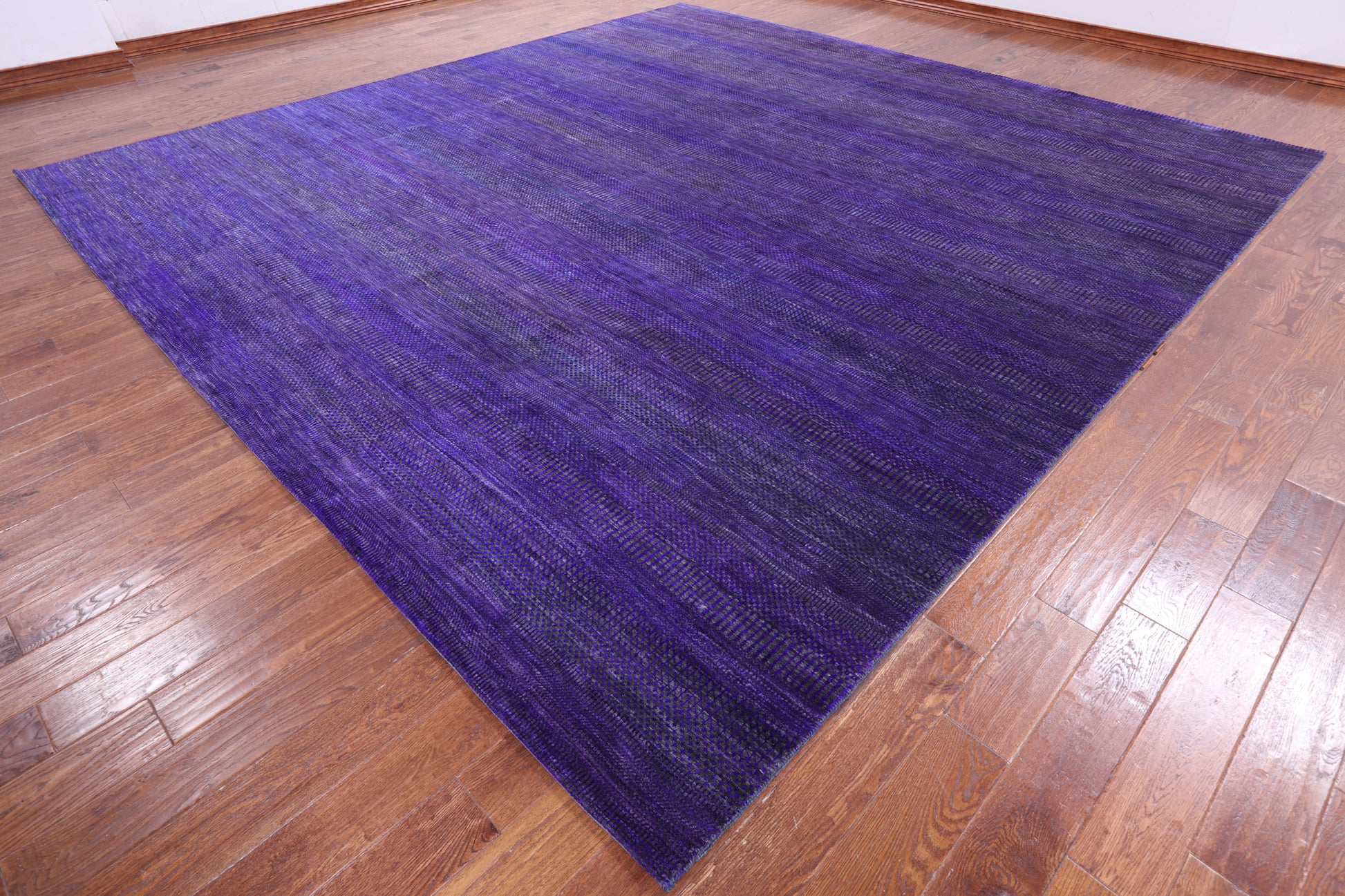 Purple Square Savannah Grass Hand Knotted Wool & Silk Rug - 11' 11" X 12' 3" - Golden Nile