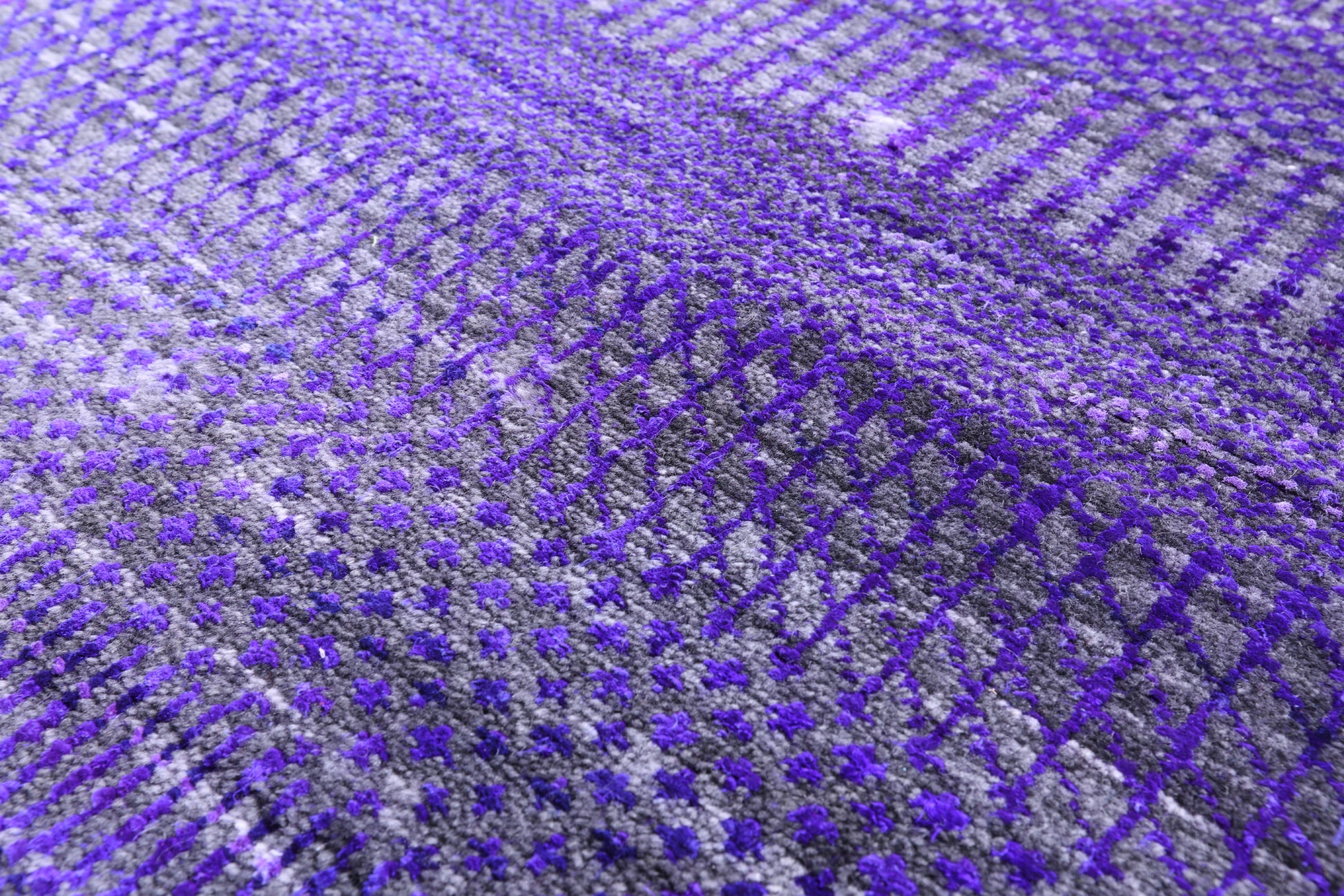 Purple Square Savannah Grass Hand Knotted Wool & Silk Rug - 11' 11" X 12' 3" - Golden Nile