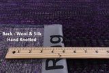 Purple Savannah Grass Hand Knotted Wool & Silk Runner Rug - 2' 8" X 12' 3" - Golden Nile