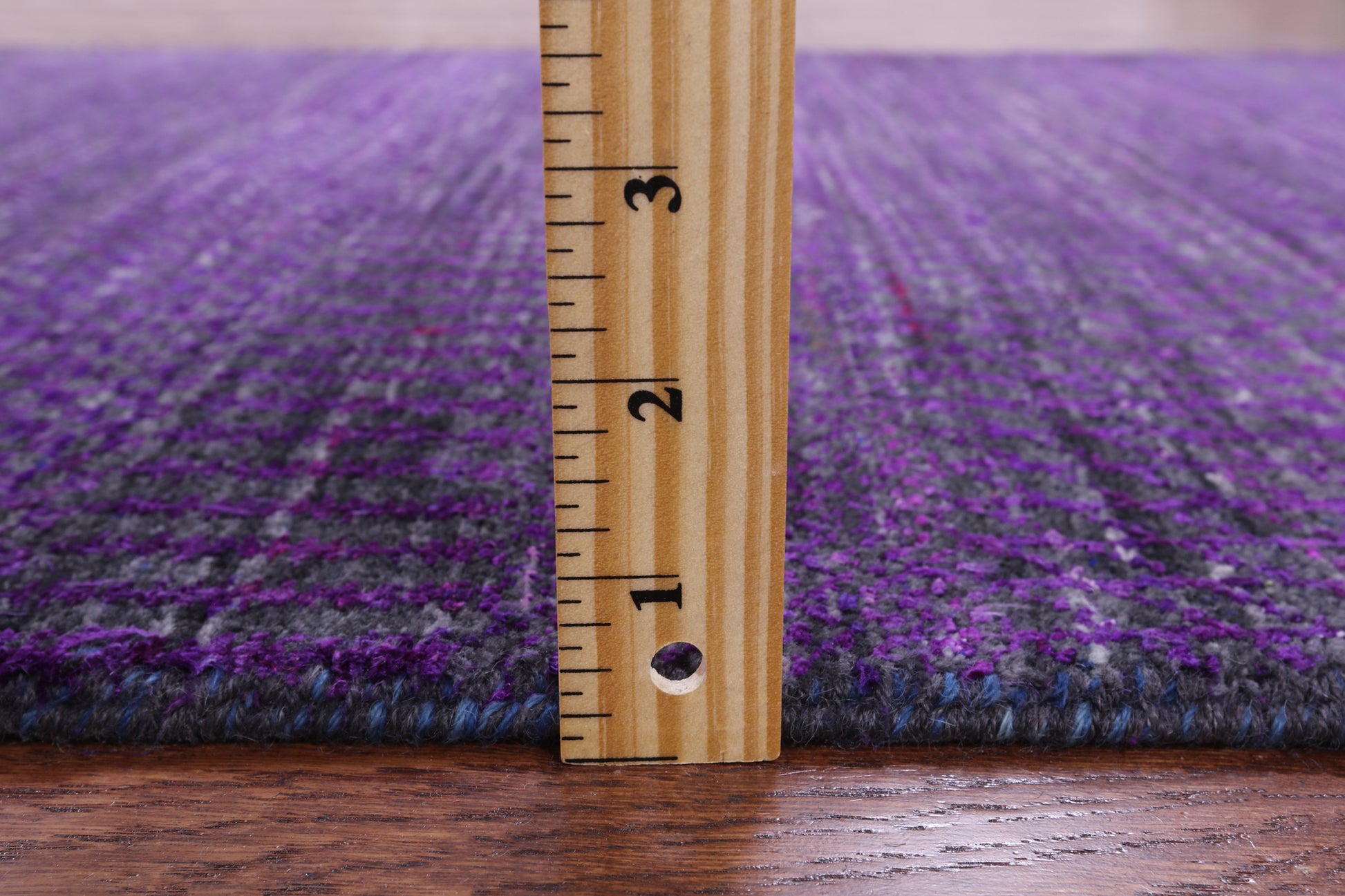 Purple Savannah Grass Hand Knotted Wool & Silk Runner Rug - 2' 8" X 12' 3" - Golden Nile