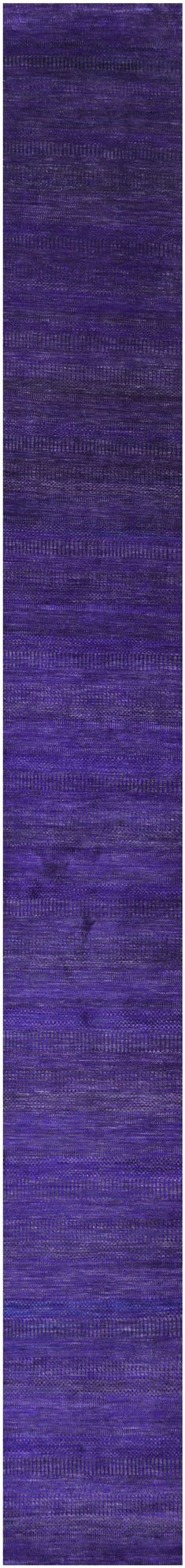 Purple Savannah Grass Handmade Wool & Silk Runner Rug - 2' 8" X 23' 6" - Golden Nile