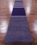 Purple Savannah Grass Handmade Wool & Silk Runner Rug - 2' 8" X 23' 6" - Golden Nile