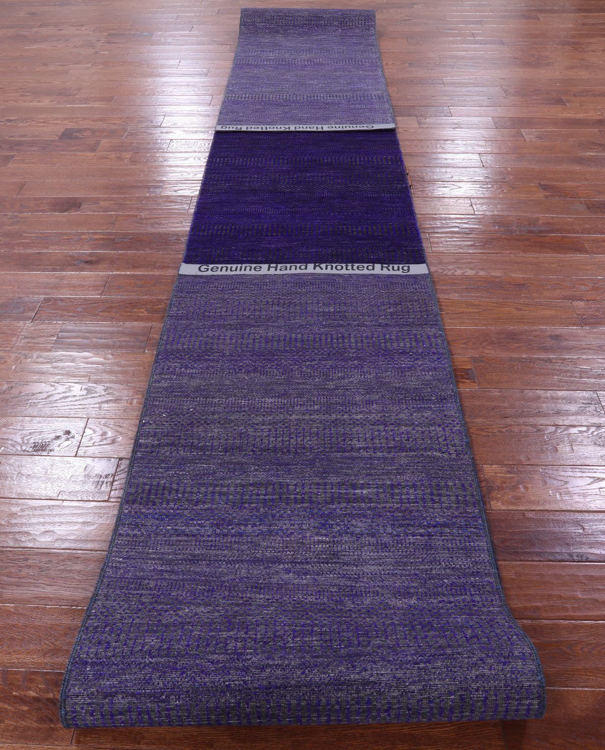 Purple Savannah Grass Handmade Wool & Silk Runner Rug - 2' 8" X 23' 6" - Golden Nile