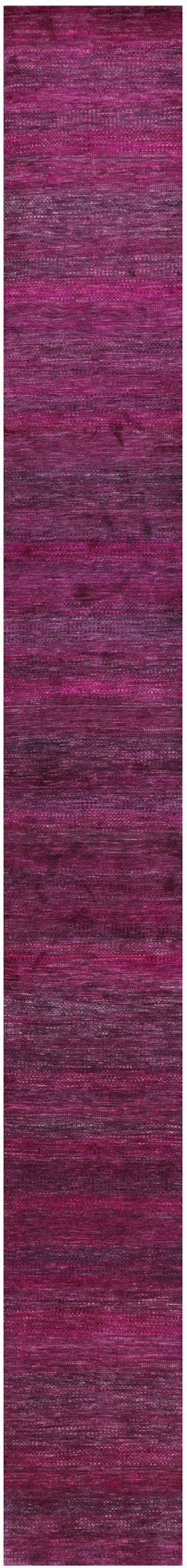 Pink Savannah Grass Handmade Wool & Silk Runner Rug - 2' 5" X 21' 11" - Golden Nile