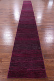 Pink Savannah Grass Handmade Wool & Silk Runner Rug - 2' 5" X 21' 11" - Golden Nile