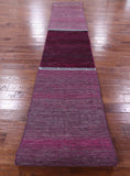 Pink Savannah Grass Handmade Wool & Silk Runner Rug - 2' 5" X 21' 11" - Golden Nile