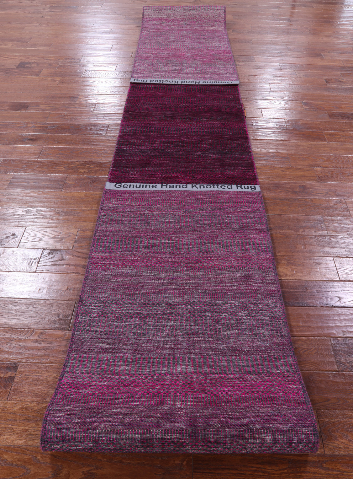 Pink Savannah Grass Handmade Wool & Silk Runner Rug - 2' 5" X 21' 11" - Golden Nile