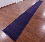 Purple Savannah Grass Hand Knotted Wool & Silk Runner Rug - 2' 6" X 25' 8" - Golden Nile