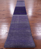 Purple Savannah Grass Hand Knotted Wool & Silk Runner Rug - 2' 6" X 25' 8" - Golden Nile