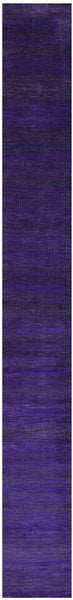 Purple Savannah Grass Hand Knotted Wool & Silk Runner Rug - 2' 6" X 25' 8" - Golden Nile