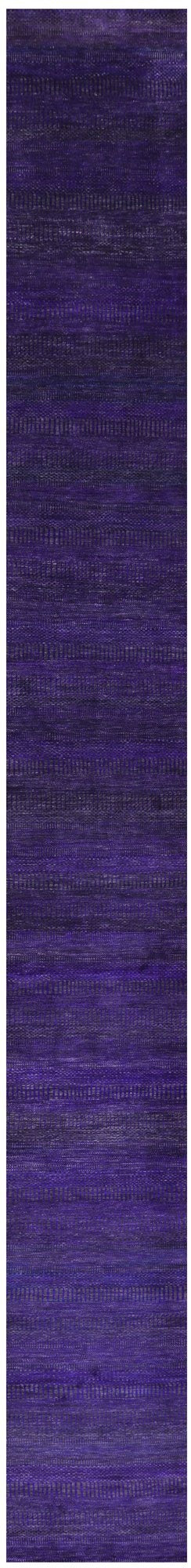 Purple Savannah Grass Hand Knotted Wool & Silk Runner Rug - 2' 6" X 25' 8" - Golden Nile