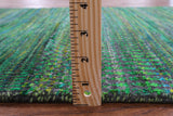 Green Savannah Grass Hand Knotted Wool & Silk Runner Rug - 2' 6" X 24' 0" - Golden Nile