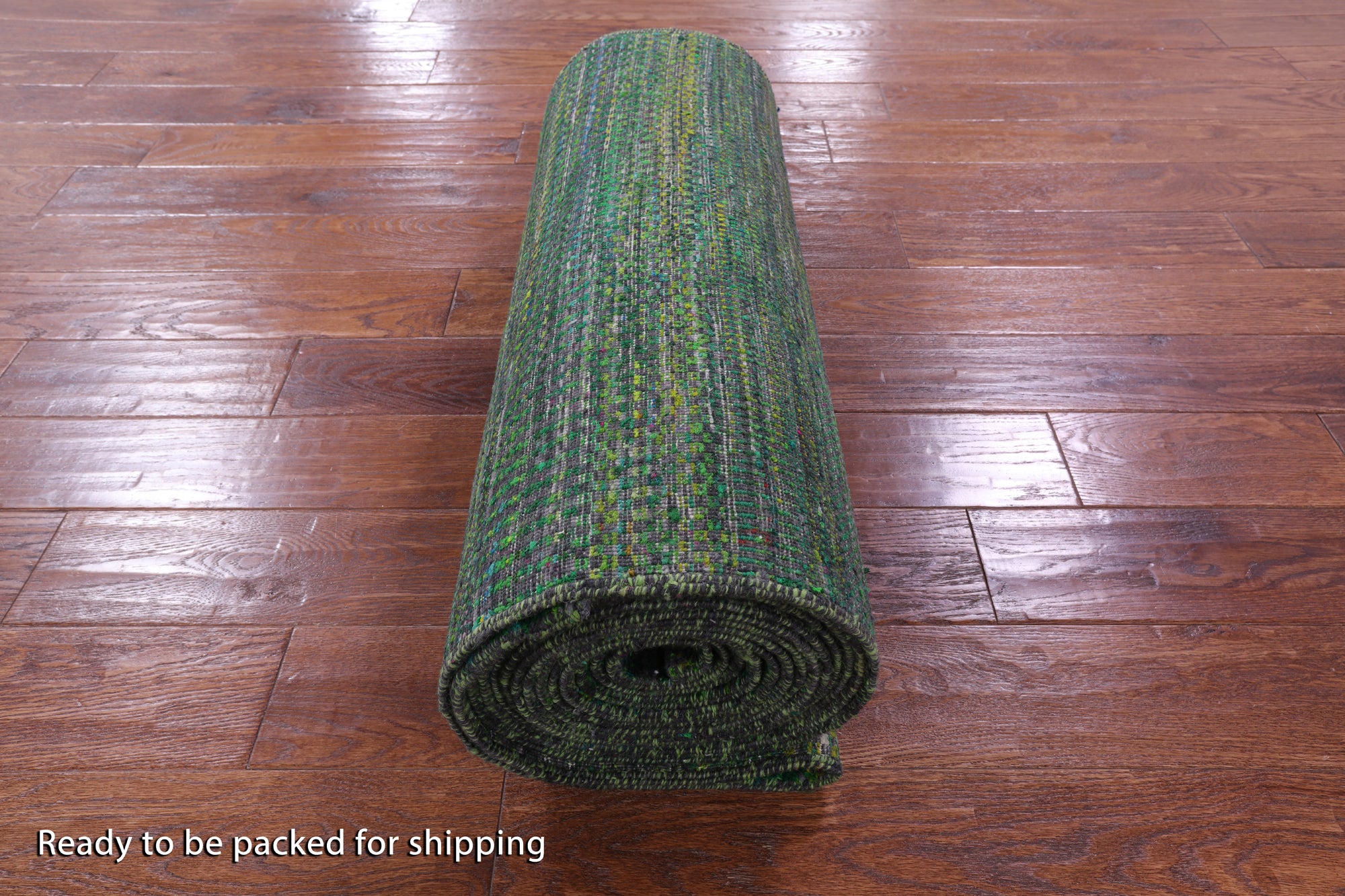Green Savannah Grass Hand Knotted Wool & Silk Runner Rug - 2' 6" X 24' 0" - Golden Nile