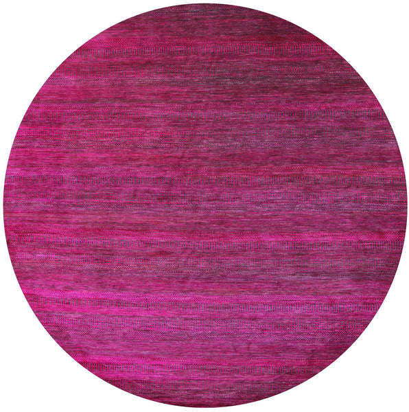 Pink Round Savannah Grass Handmade Wool & Silk Rug - 9' 8" X 9' 8" - Golden Nile