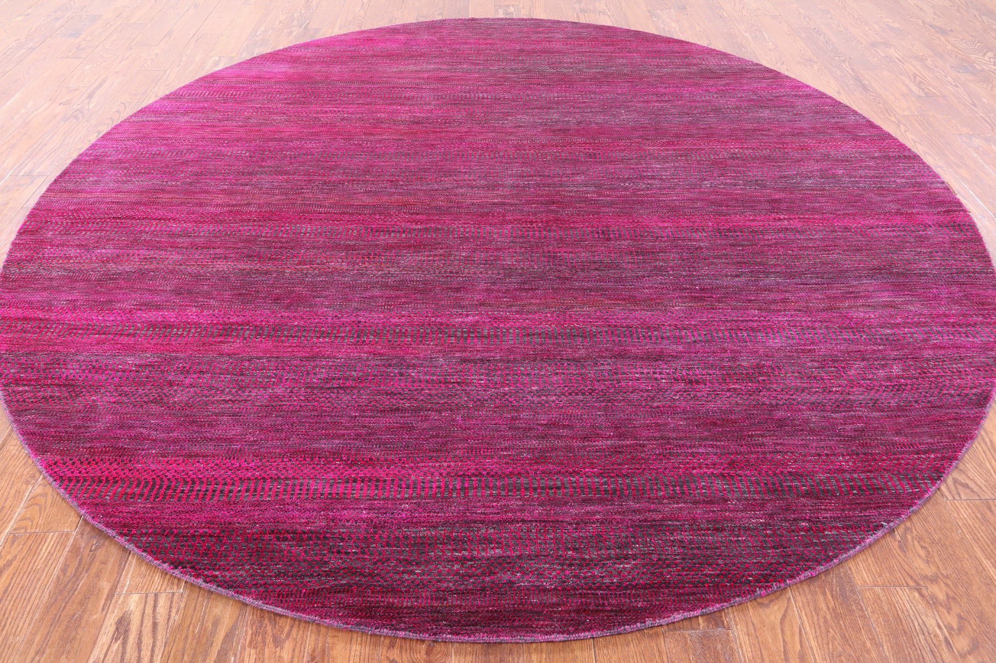Pink Round Savannah Grass Handmade Wool & Silk Rug - 9' 8" X 9' 8" - Golden Nile