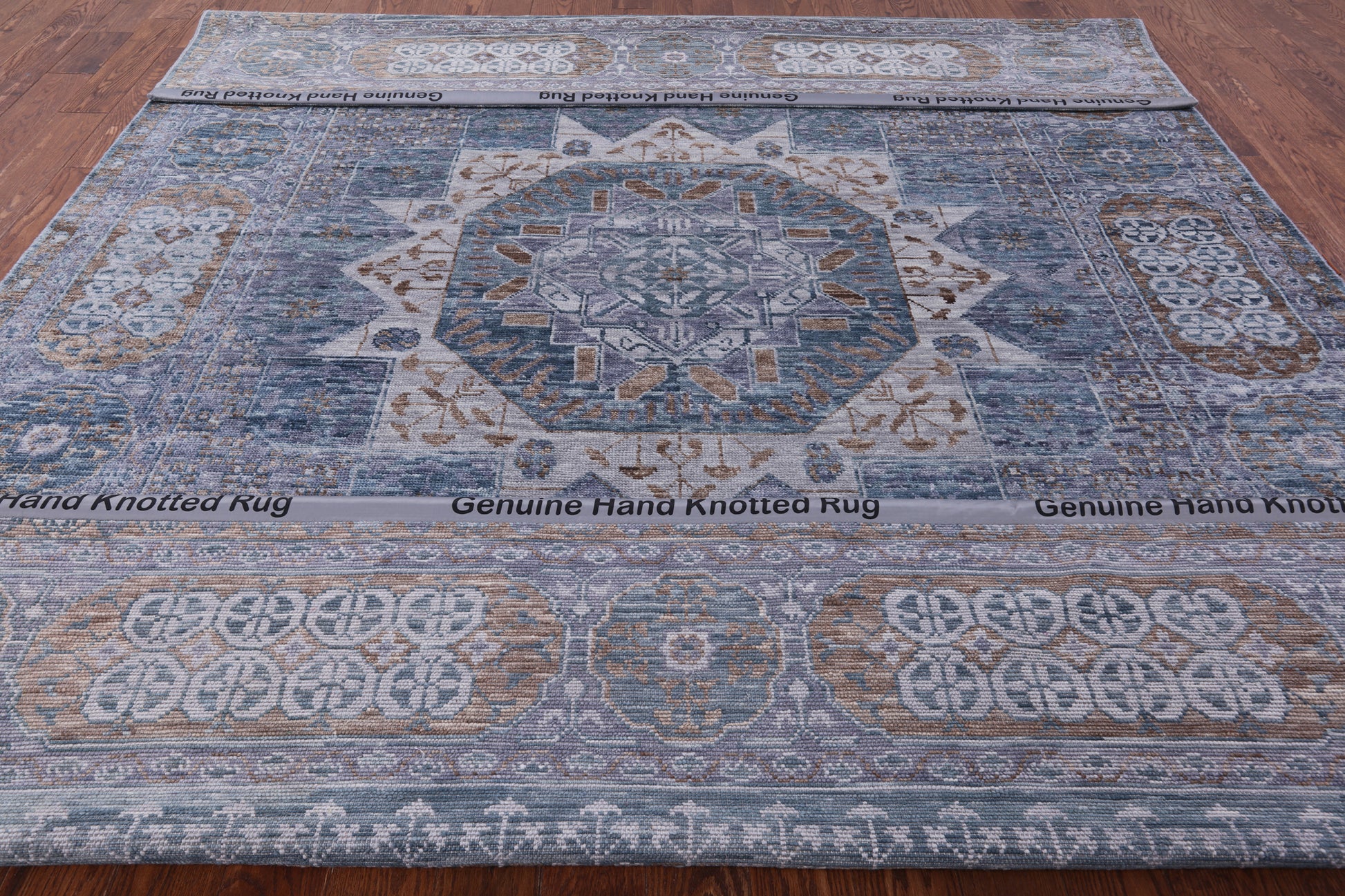 Geometric Persian Mamluk Hand Knotted Wool Rug - 9' 1" X 12' 1" - Golden Nile