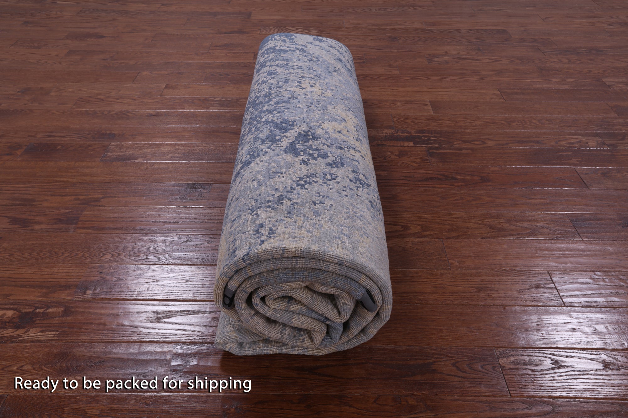 Contemporary Hand Knotted Wool & Silk Ocean Design Rug - 8' 11" X 12' 2" - Golden Nile