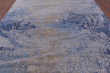 Contemporary Hand Knotted Wool & Silk Ocean Design Rug - 8' 11" X 12' 2" - Golden Nile