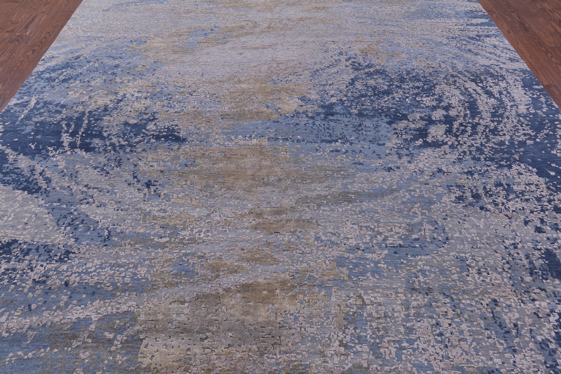 Contemporary Hand Knotted Wool & Silk Ocean Design Rug - 8' 11" X 12' 2" - Golden Nile