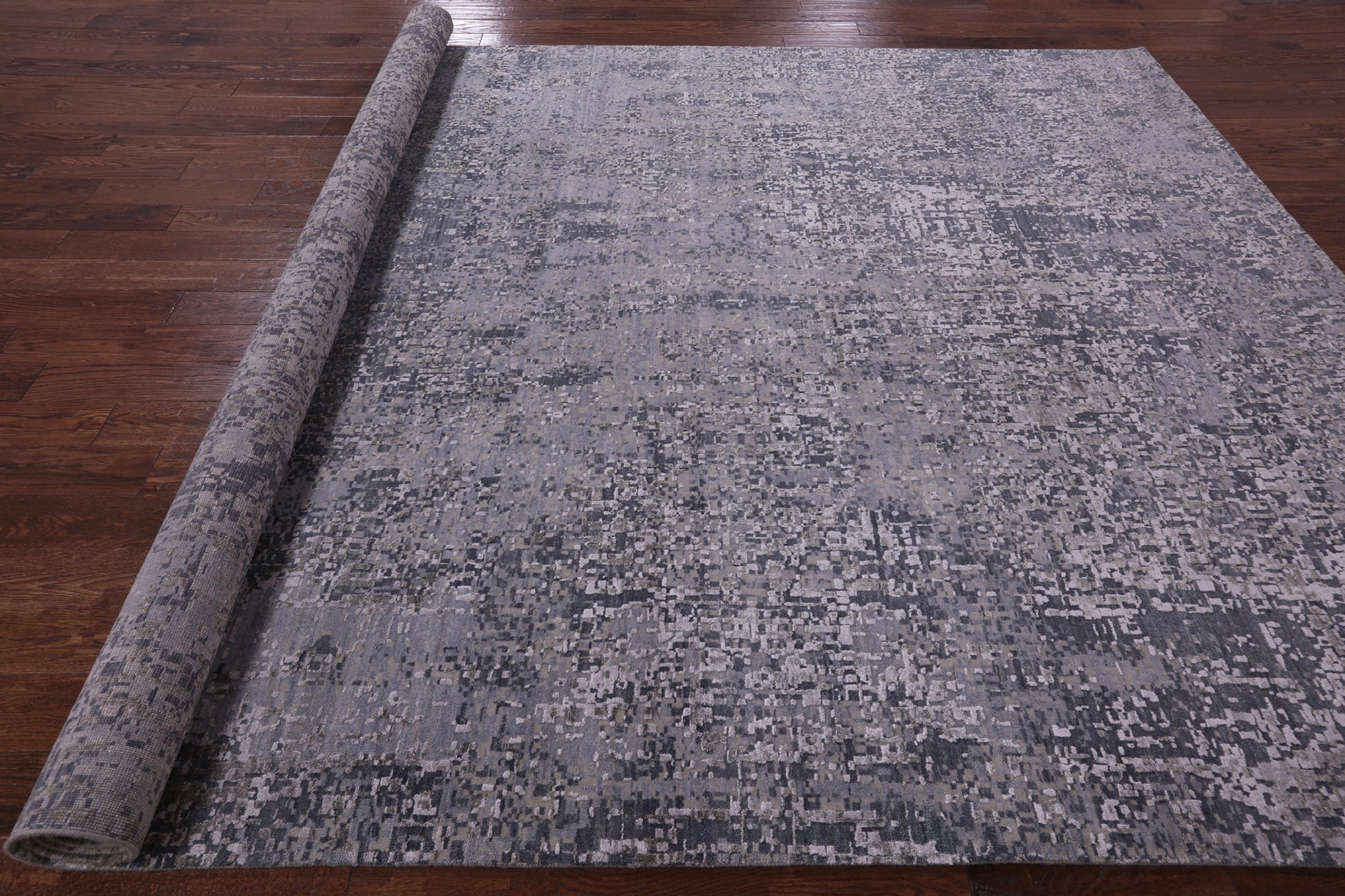 Modern Hand Knotted Wool & Silk Rug - 8' 11" X 12' 4" - Golden Nile