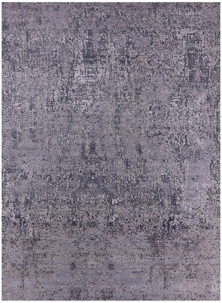 Modern Hand Knotted Wool & Silk Rug - 8' 11" X 12' 4" - Golden Nile