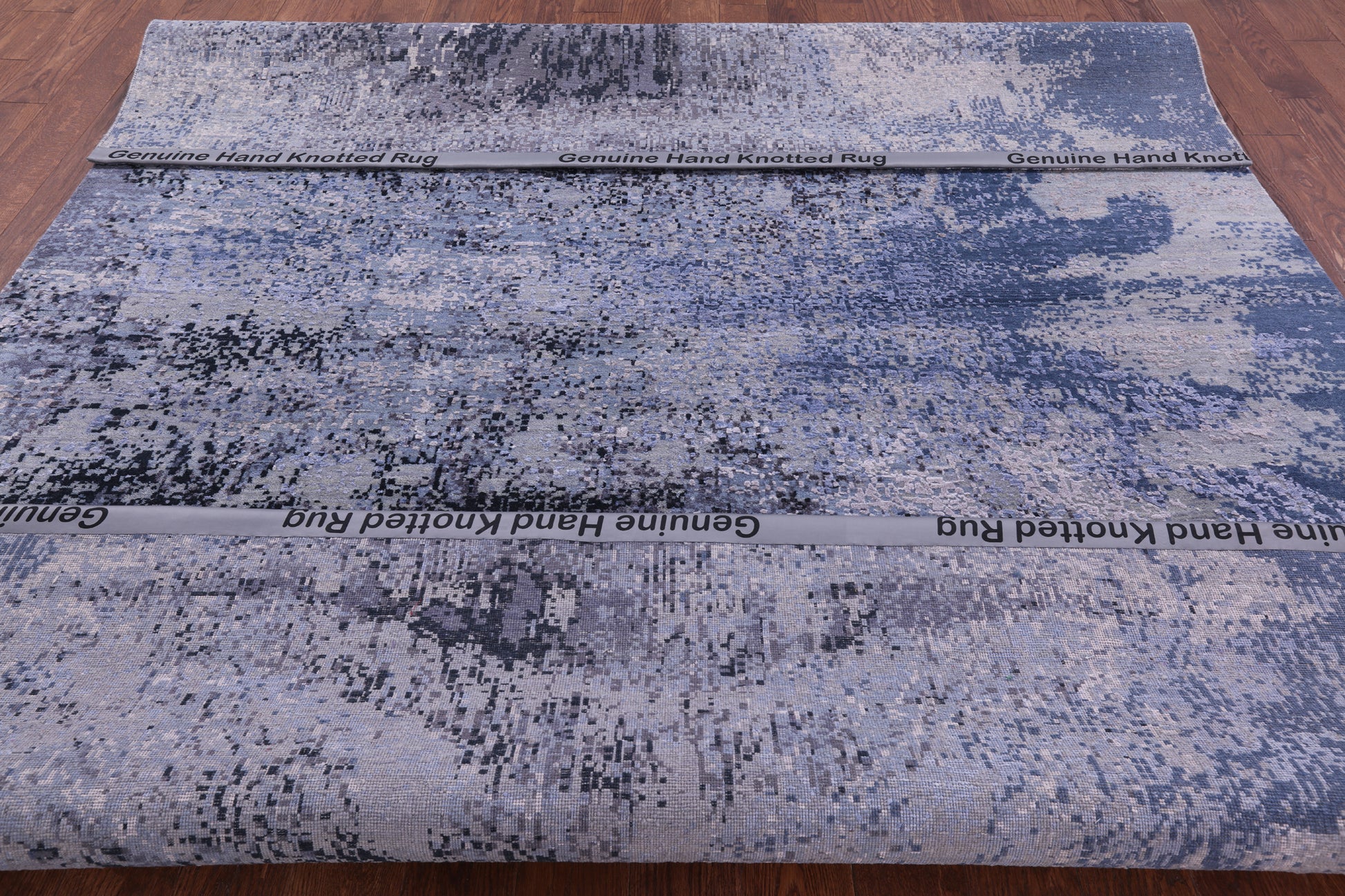 Abstract Contemporary Hand Knotted Wool & Silk Rug - 8' 0" X 10' 3" - Golden Nile