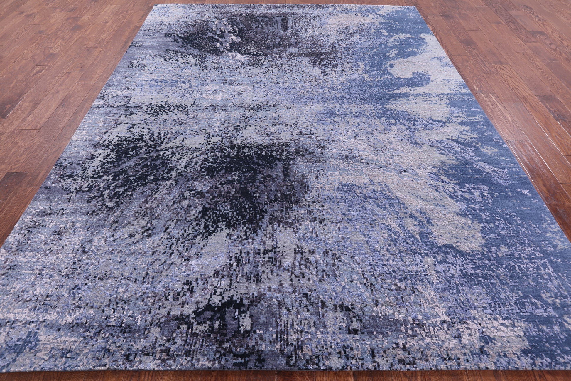 Abstract Contemporary Hand Knotted Wool & Silk Rug - 8' 0" X 10' 3" - Golden Nile
