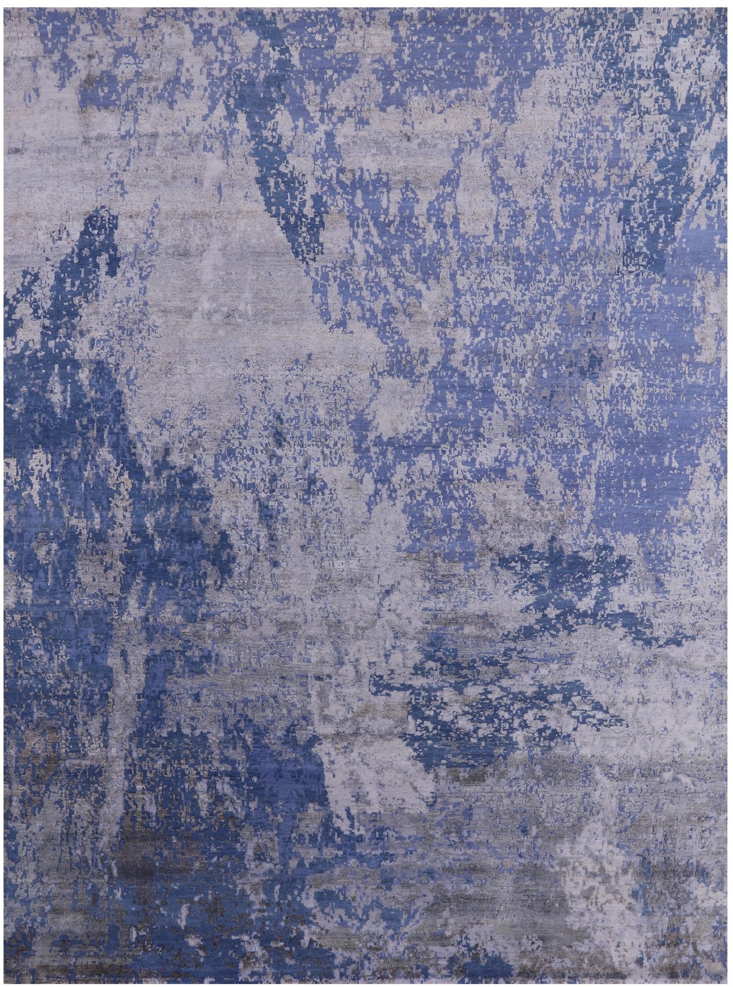 Modern Hand Knotted Wool & Silk Rug - 9' 0" X 12' 1" - Golden Nile