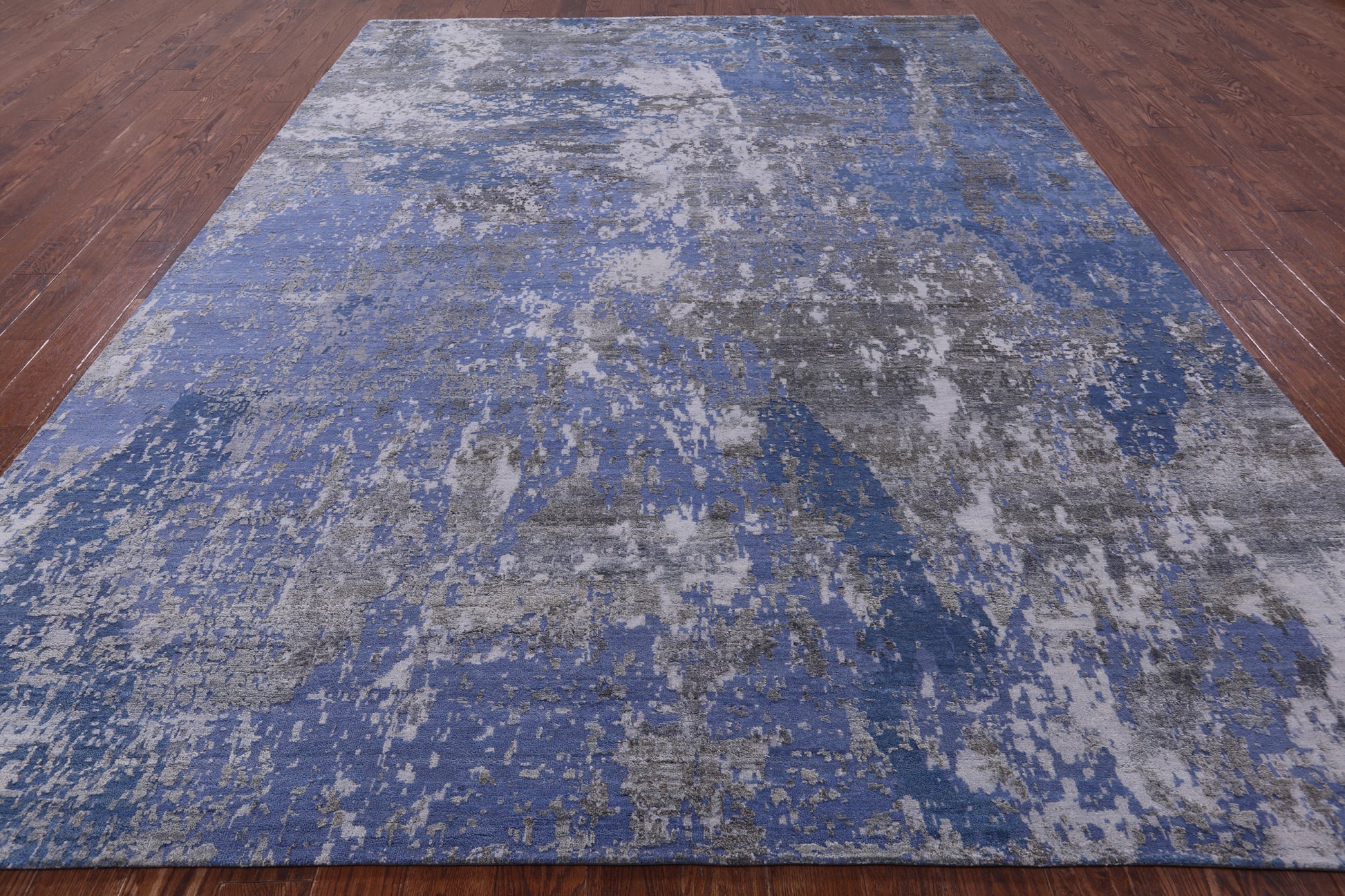 Modern Hand Knotted Wool & Silk Rug - 9' 0" X 12' 1" - Golden Nile