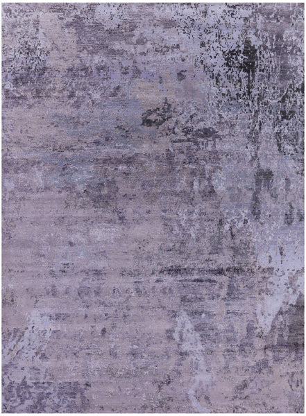 Abstract Modern Hand Knotted Wool & Silk Rug - 8' 10" X 12' 2" - Golden Nile