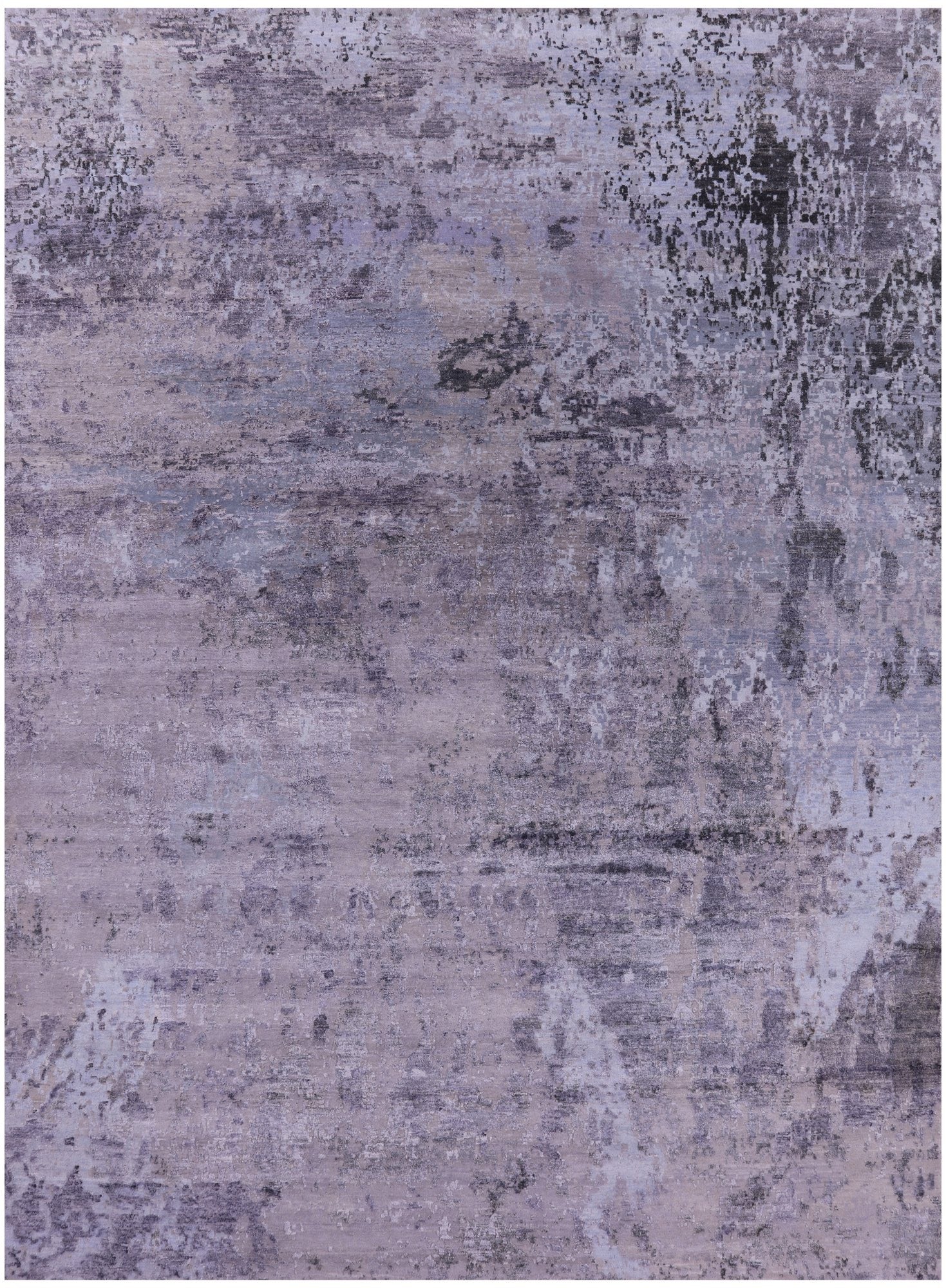 Abstract Modern Hand Knotted Wool & Silk Rug - 8' 10" X 12' 2" - Golden Nile