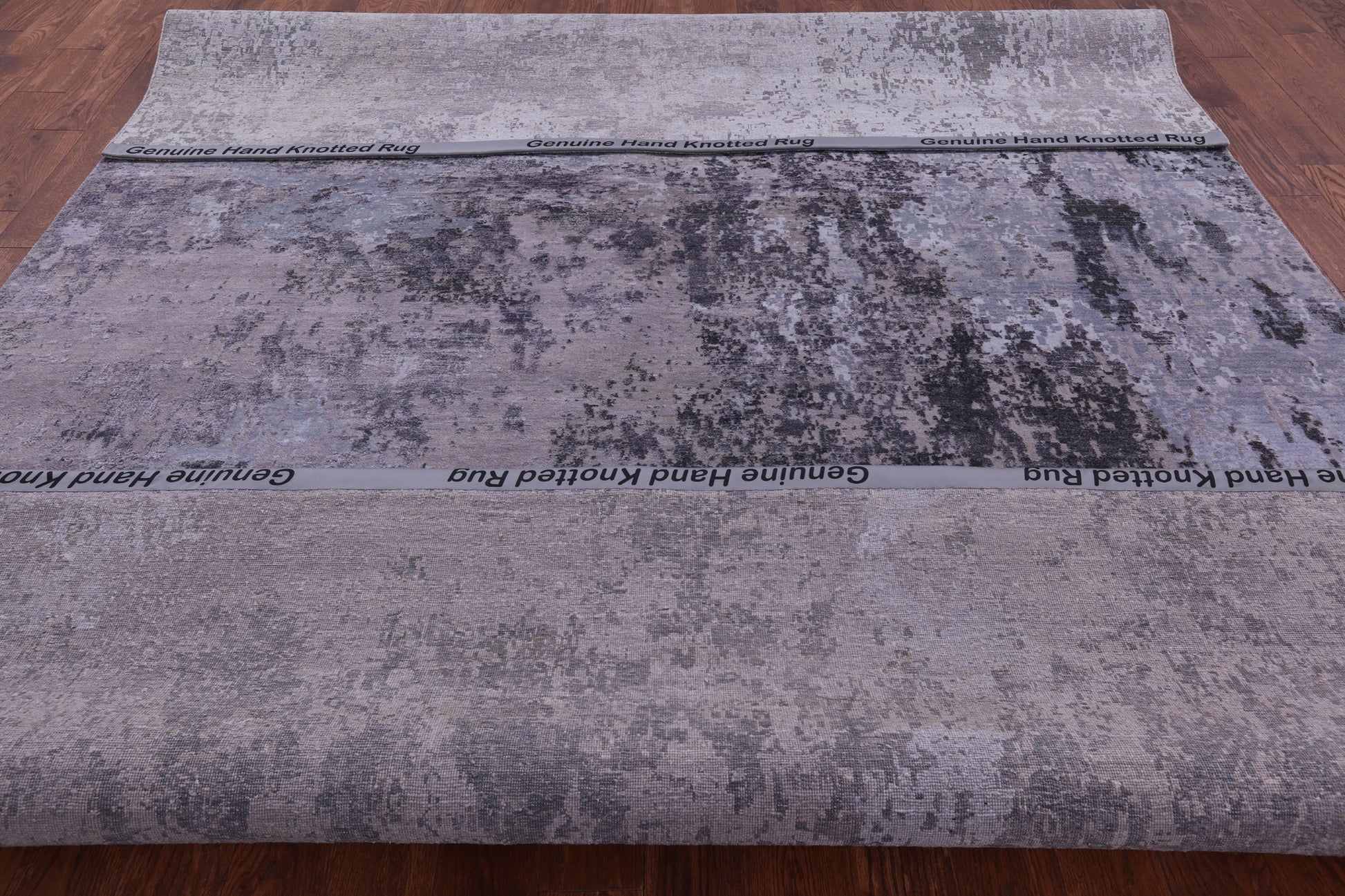 Abstract Modern Hand Knotted Wool & Silk Rug - 8' 10" X 12' 2" - Golden Nile