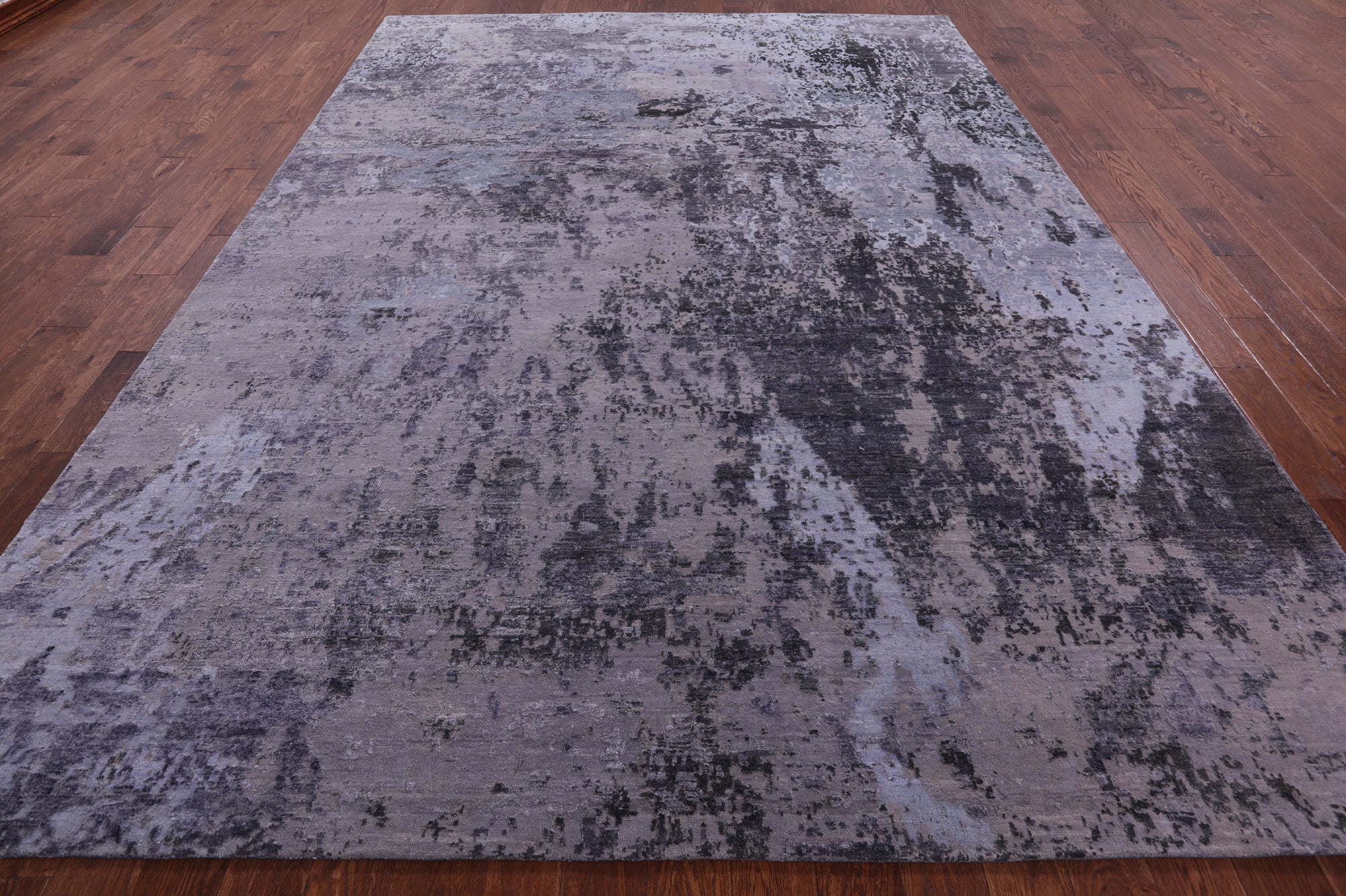 Abstract Modern Hand Knotted Wool & Silk Rug - 8' 10" X 12' 2" - Golden Nile