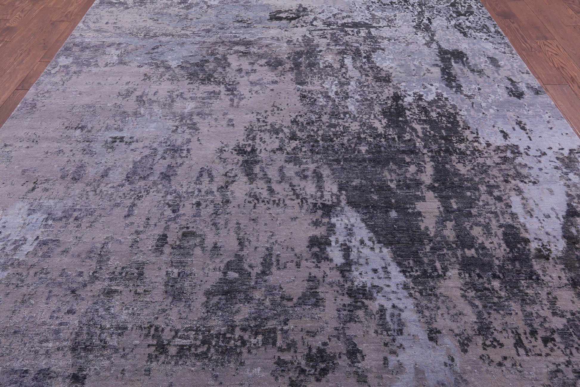 Abstract Modern Hand Knotted Wool & Silk Rug - 8' 10" X 12' 2" - Golden Nile