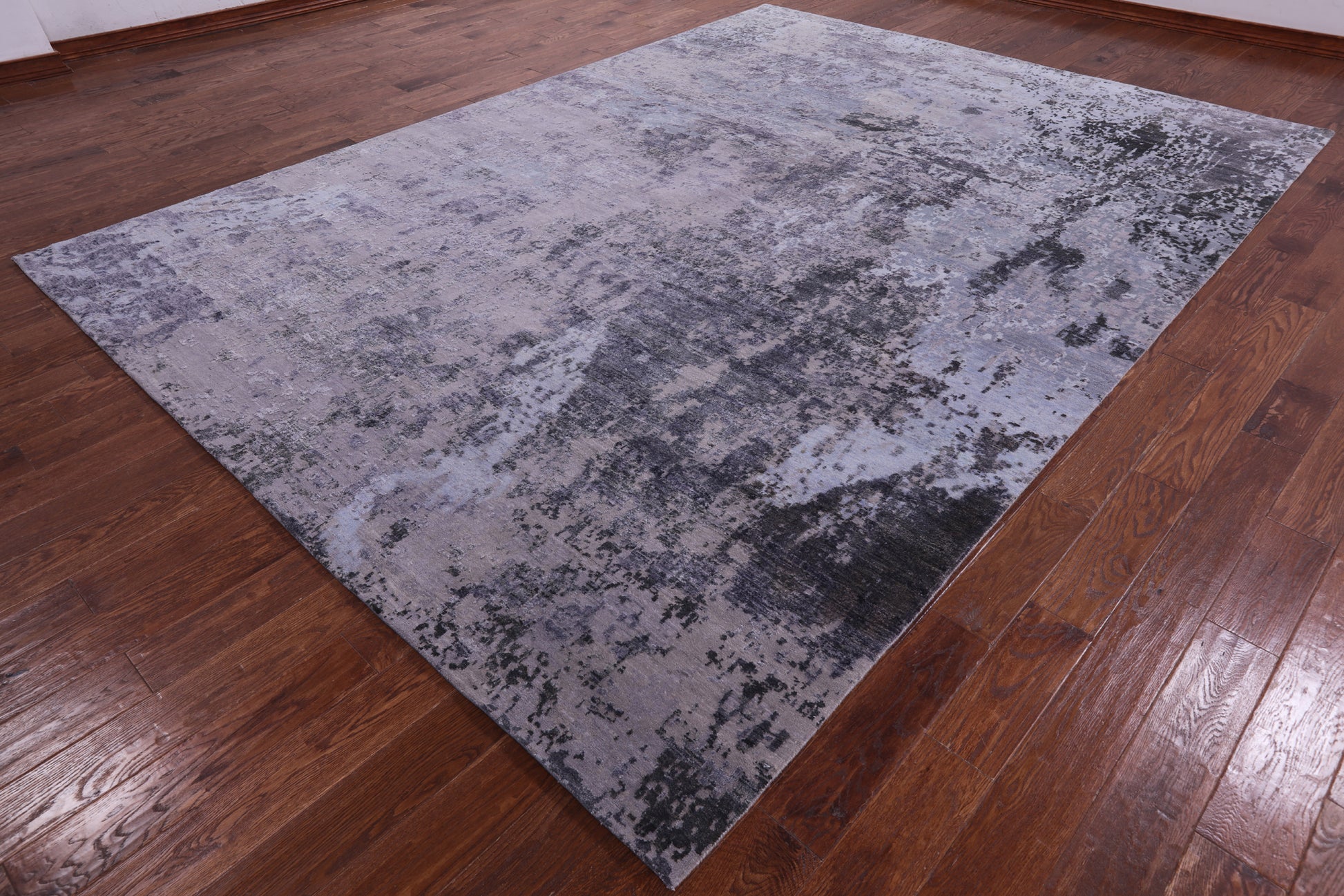 Abstract Modern Hand Knotted Wool & Silk Rug - 8' 10" X 12' 2" - Golden Nile
