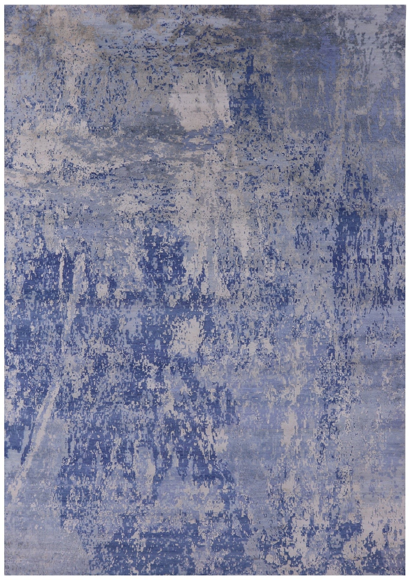 Abstract Modern Hand Knotted Wool & Silk Rug - 8' 10" X 12' 6" - Golden Nile