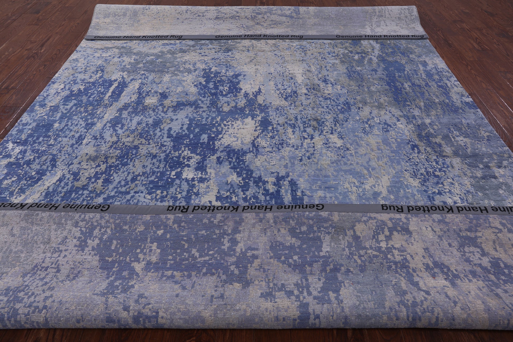 Abstract Modern Hand Knotted Wool & Silk Rug - 8' 10" X 12' 6" - Golden Nile