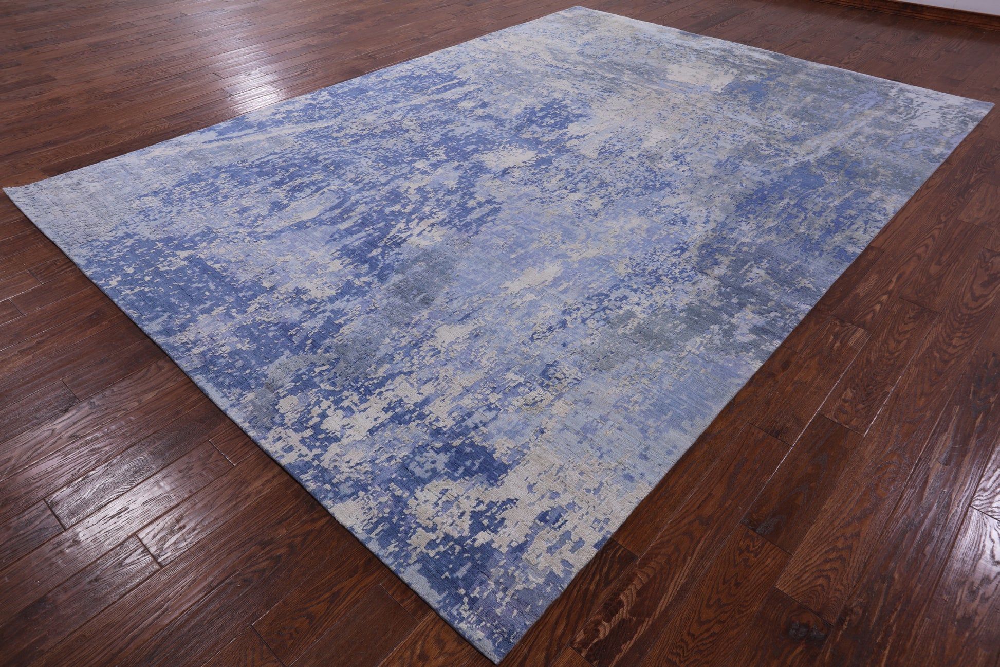 Abstract Modern Hand Knotted Wool & Silk Rug - 8' 10" X 12' 6" - Golden Nile