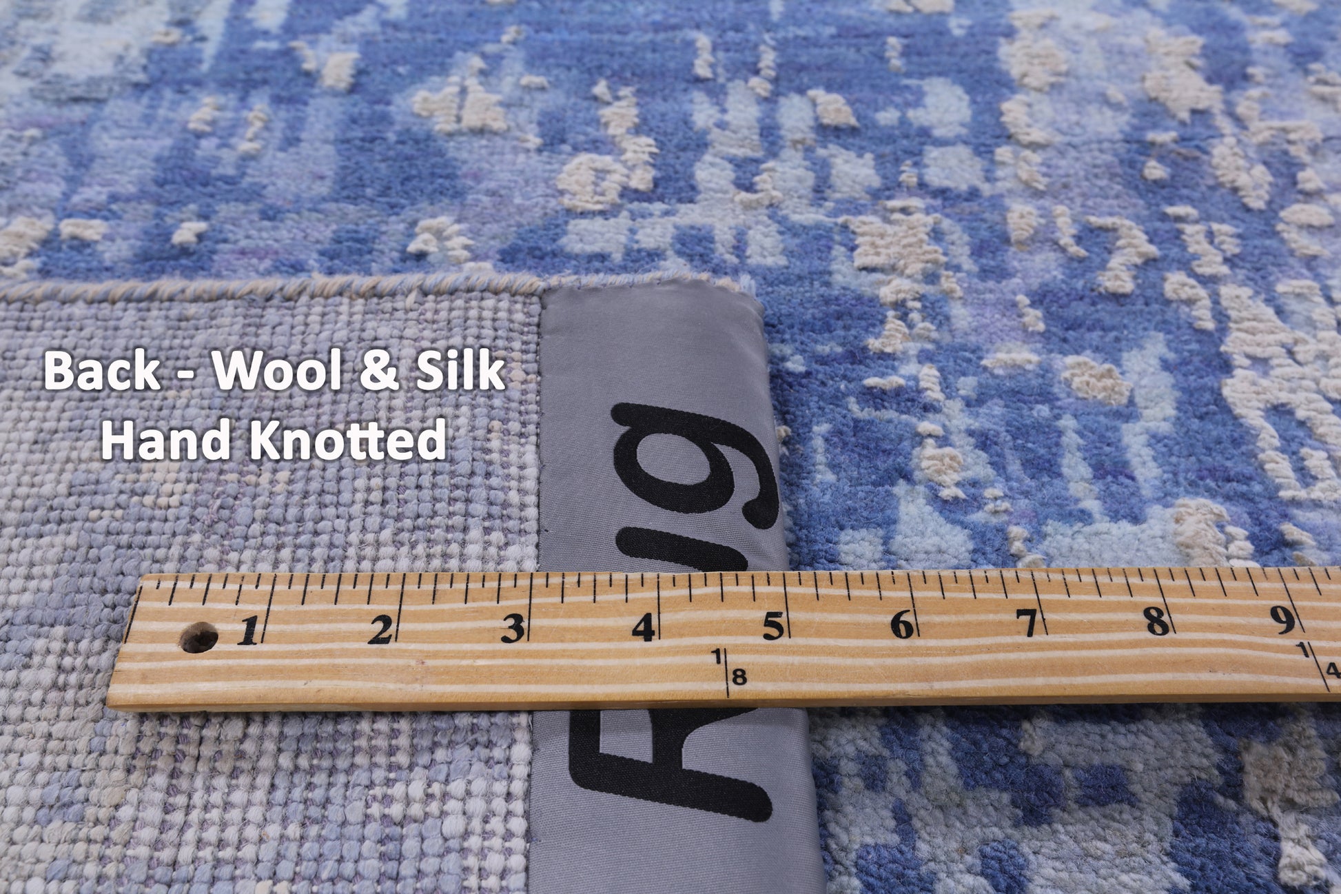Abstract Modern Hand Knotted Wool & Silk Rug - 8' 10" X 12' 6" - Golden Nile