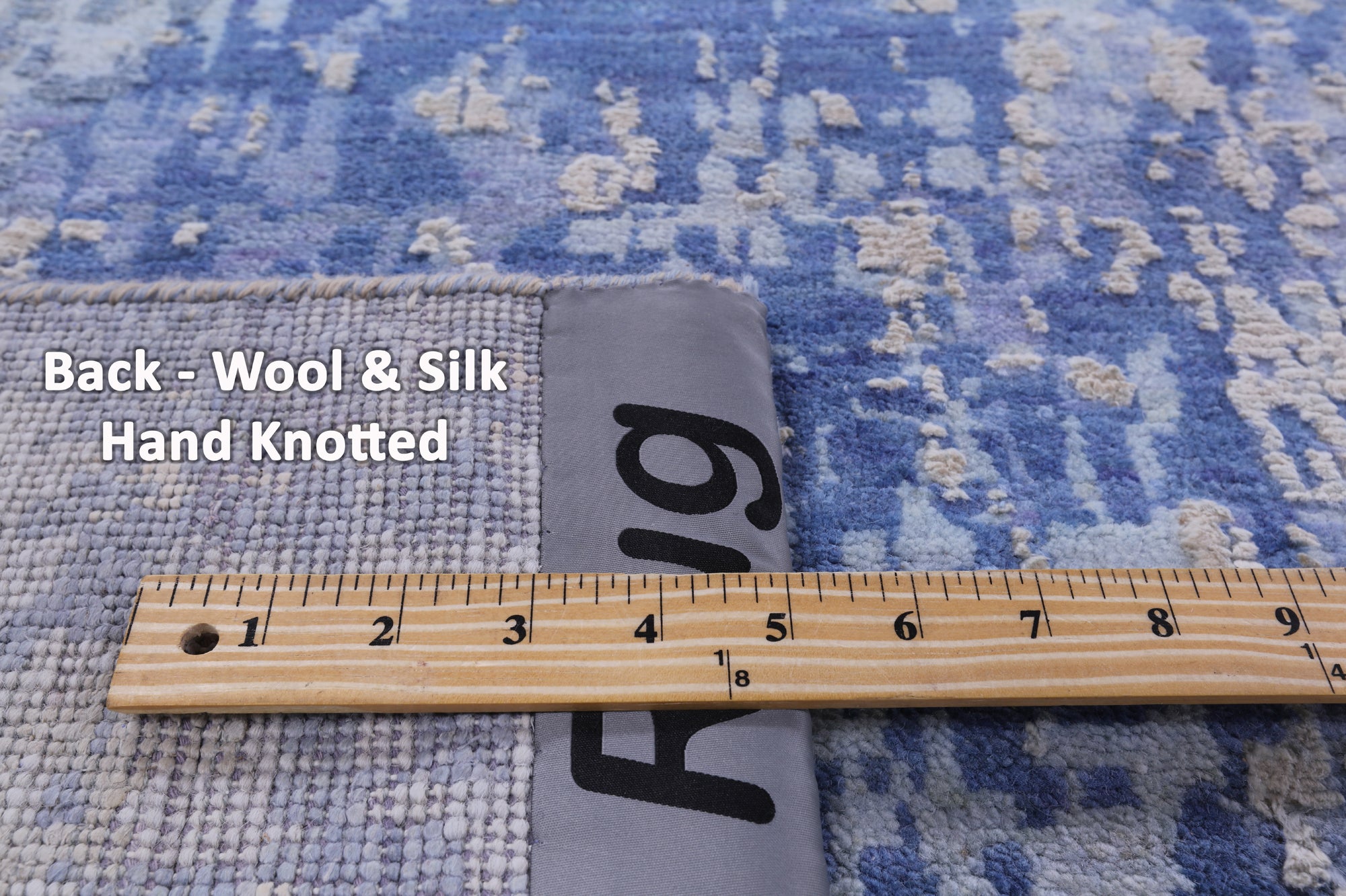 Abstract Modern Hand Knotted Wool & Silk Rug - 8' 10" X 12' 6" - Golden Nile