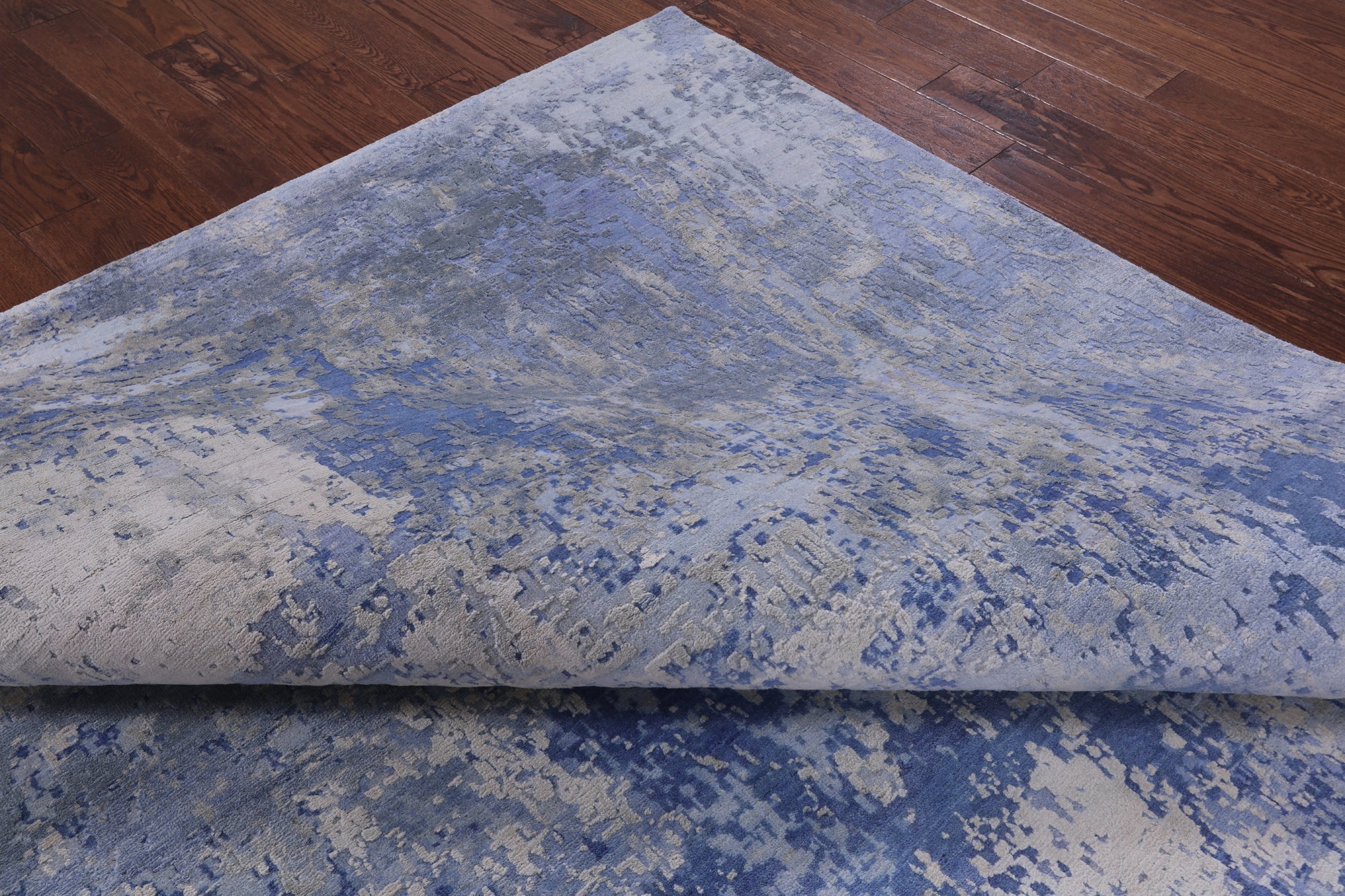 Abstract Modern Hand Knotted Wool & Silk Rug - 8' 10" X 12' 6" - Golden Nile