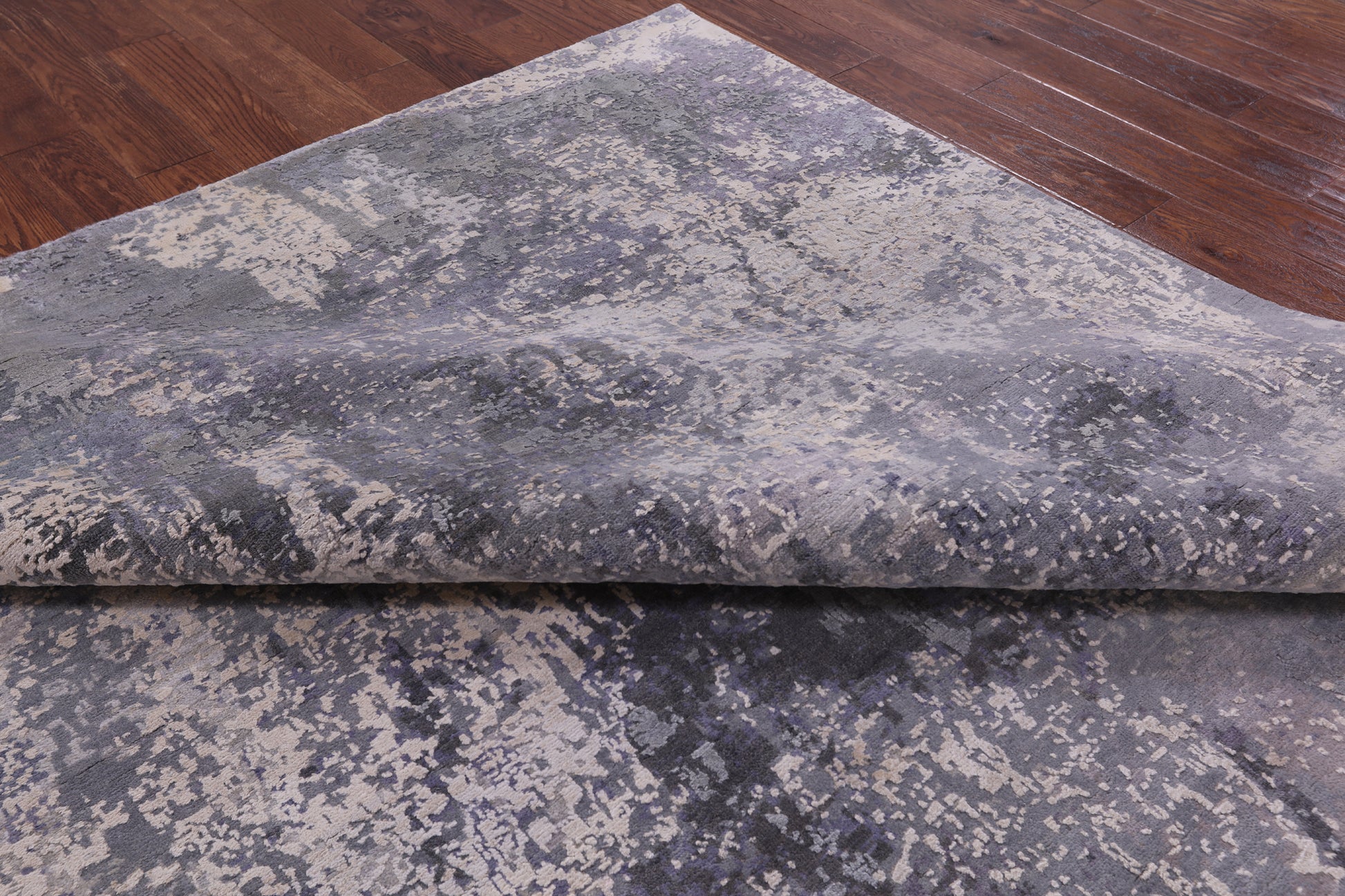 Abstract Modern Hand Knotted Wool & Silk Rug - 8' 1" X 9' 11" - Golden Nile