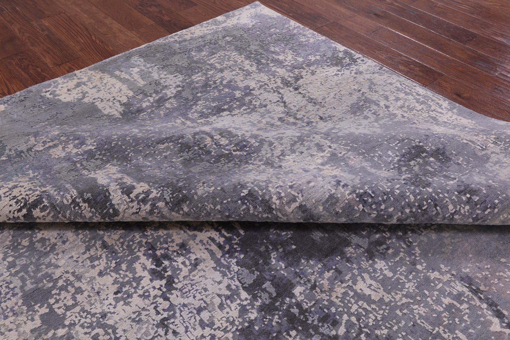 Abstract Modern Hand Knotted Wool & Silk Rug - 8' 1" X 9' 11" - Golden Nile