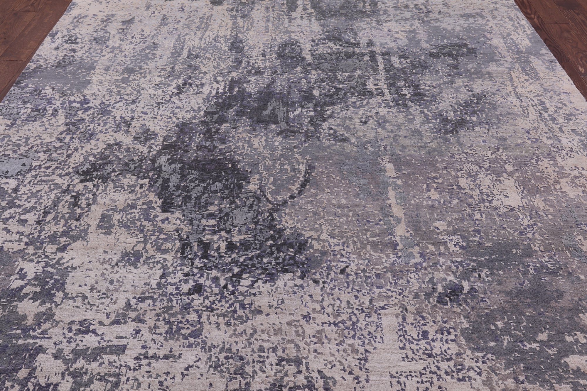 Abstract Modern Hand Knotted Wool & Silk Rug - 8' 1" X 9' 11" - Golden Nile