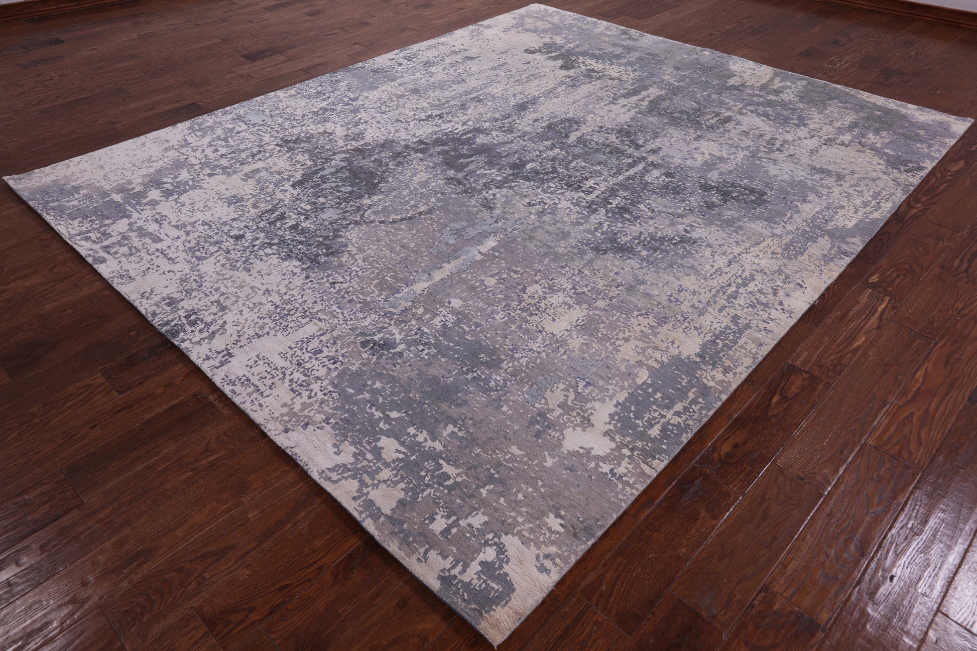 Abstract Modern Hand Knotted Wool & Silk Rug - 8' 1" X 9' 11" - Golden Nile