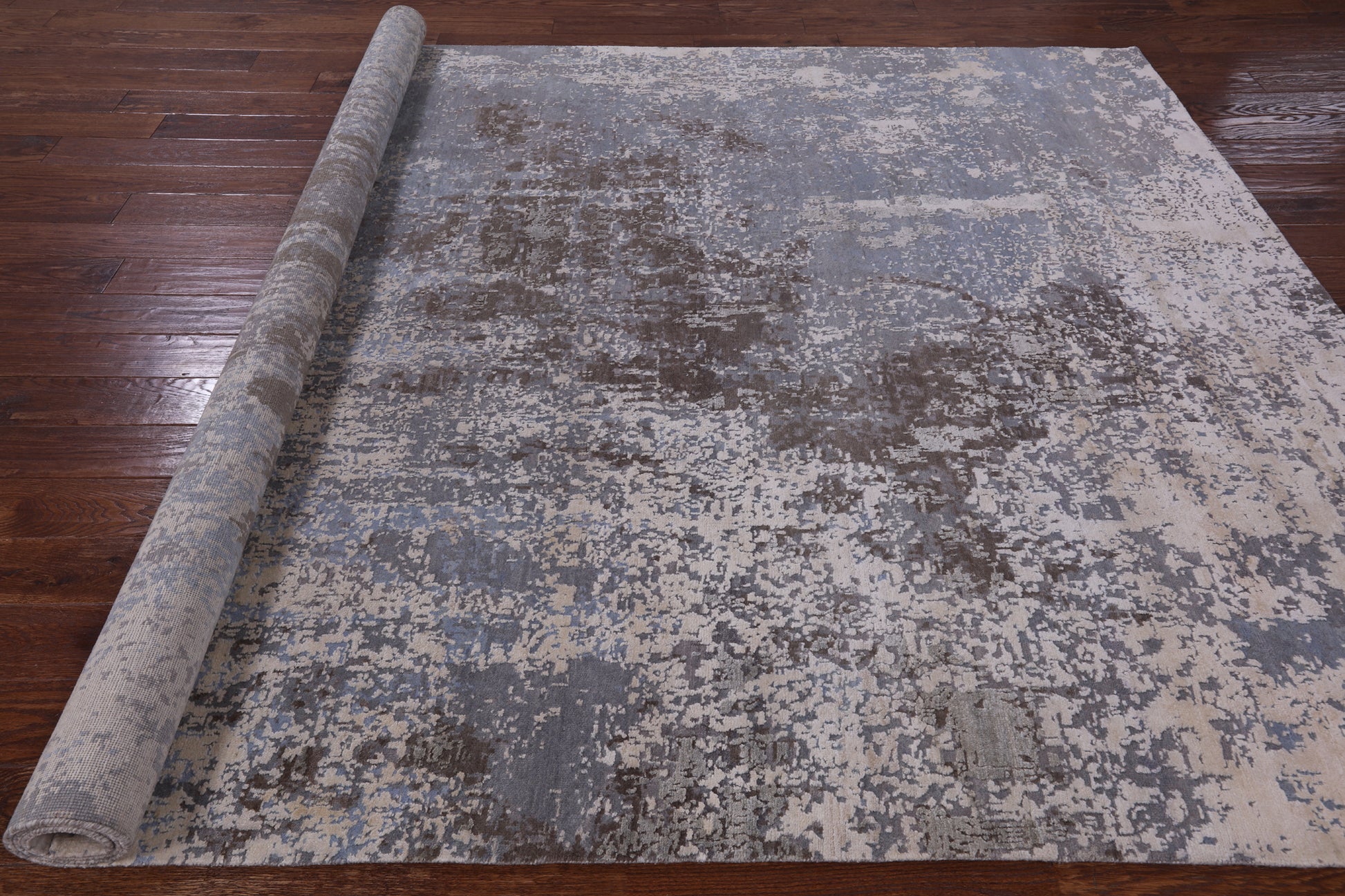 Abstract Contemporary Handmade Wool & Silk Rug - 7' 8" X 10' 1" - Golden Nile
