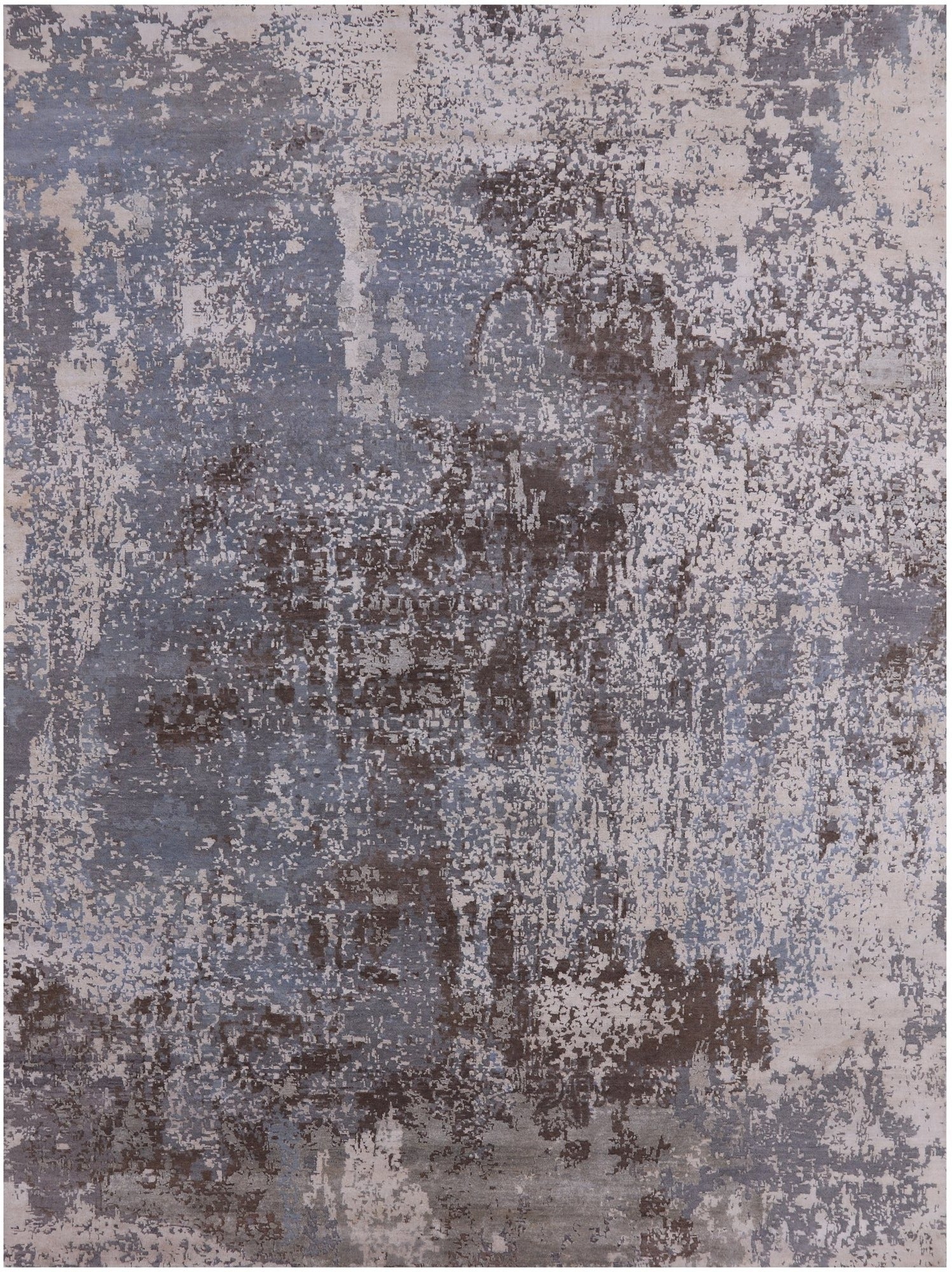 Abstract Contemporary Handmade Wool & Silk Rug - 7' 8" X 10' 1" - Golden Nile