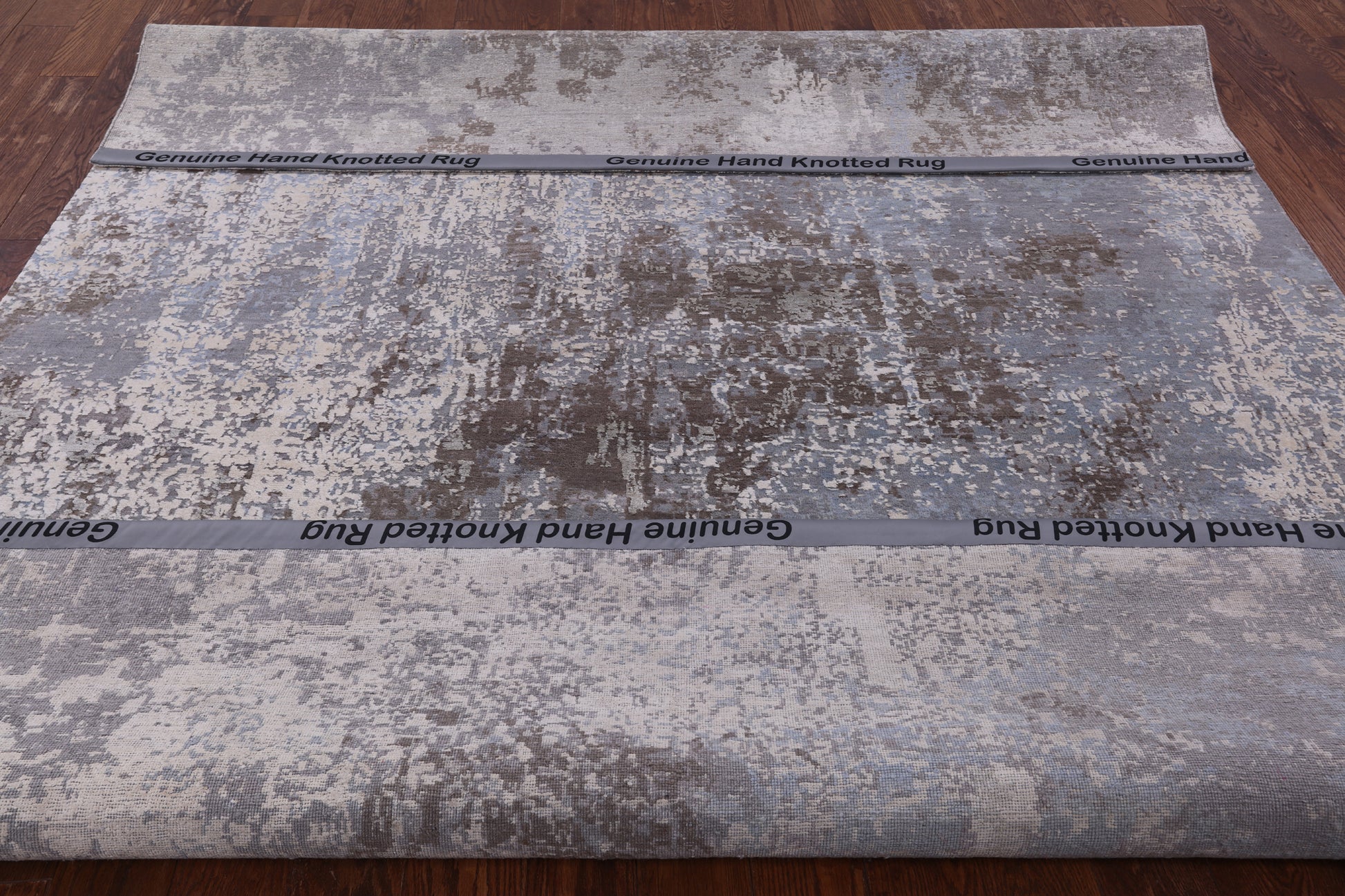 Abstract Contemporary Handmade Wool & Silk Rug - 7' 8" X 10' 1" - Golden Nile