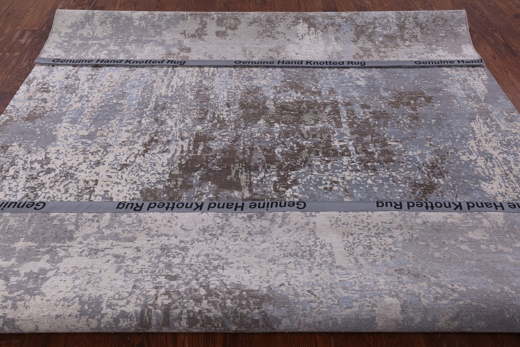 Abstract Contemporary Handmade Wool & Silk Rug - 7' 8" X 10' 1" - Golden Nile