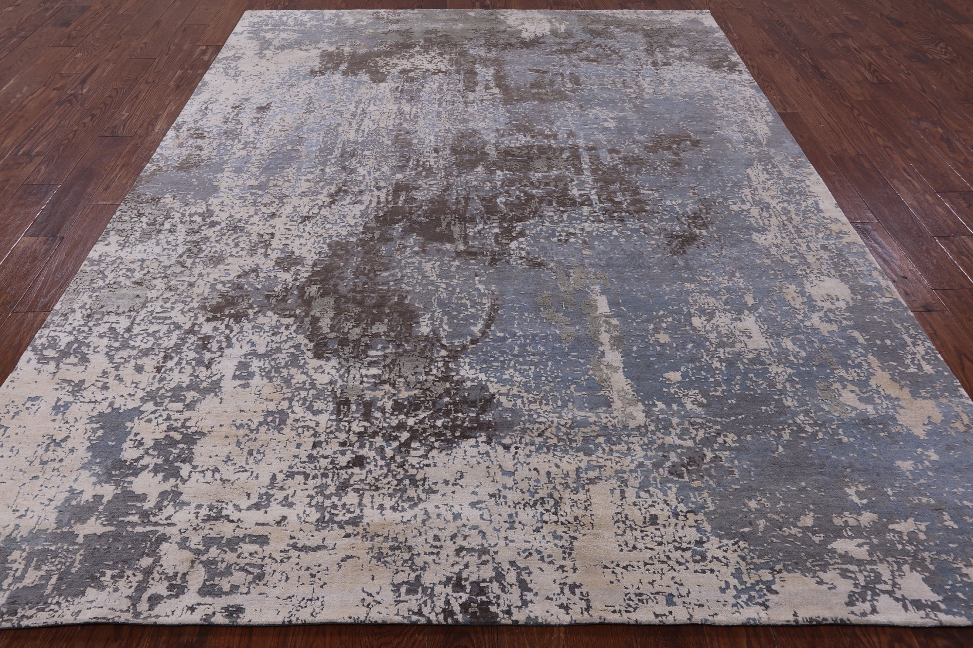 Abstract Contemporary Handmade Wool & Silk Rug - 7' 8" X 10' 1" - Golden Nile